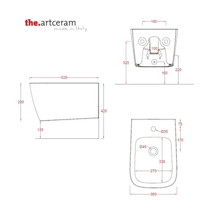 Біде підвісне Artceram A16 36x52, grigio oliva (ASB001 15; 00) Біде підвісне Artceram A16 36x52, grigio oliva (ASB001 15; 00)
