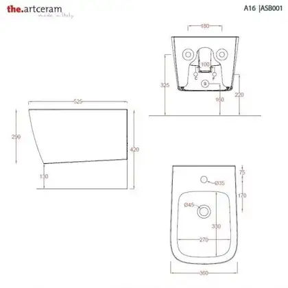 Біде підвісне ArtCeram A16 (ASB001 17; 00)