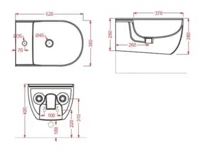 Біде підвісне Artceram THE ONE 52x35, чорний (THB001 17; 00)