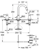 Змішувач для умивальника Grohe Grandera M-Size на 3 отвори, хром (20389000)
