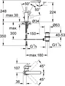 Grohe Eurocube Змішувач для умивальника L-Size, хром (23135000)