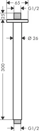 Тримач верхнього душу стельовий Hansgrohe Vernis Shape 300 мм, Chrome (26407000)