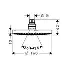Верхній душ Hansgrohe Croma 160 1jet, хром (27450000)
