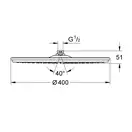 Верхній душ з одним режимом струменя Grohe Rainshower Cosmopolitan 400 (28778000)