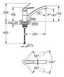 Grohe BauEco Смеситель для кухни, хром (31680000)