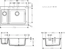 Кухонна мийка Hansgrohe S510-F635 770х510 на дві чаші 180/450, Concretegrey (43315380)