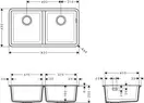 Кухонна мийка Hansgrohe S510-U770 під стільницю 820х450 дві чаші 370/370, Stonegrey (43434290)
