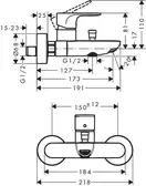 HANSGROHE Rebris S Смеситель для ванны, черный матовый (72440670)