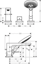 Змішувач на край ванни Hansgrohe Metropol ручка Loop Secuflex, хром (74550000)