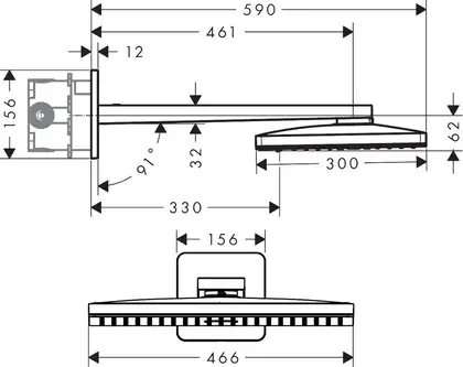 Верхній душ Axor ShowerSolutions 460х300 2jet з тримачем, хром (35275000)