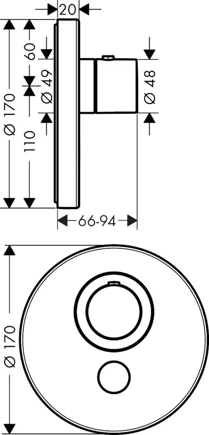 Axor ShowerSelect S Highflow Термостат скрытого монтажа, хром (36726000)