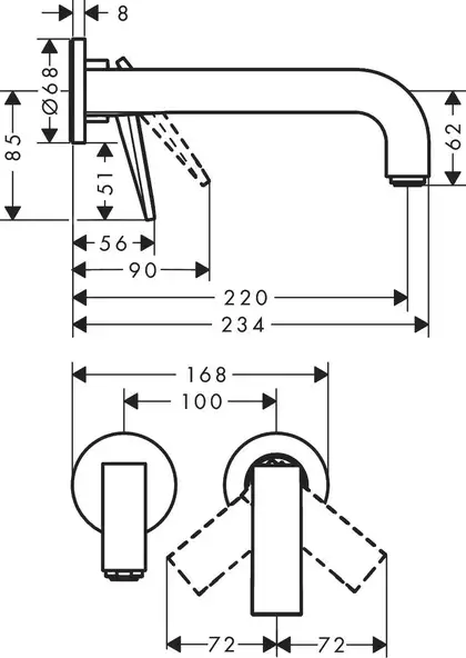 Змішувач для умивальника Axor Citterio 220 Lever rhombic cut зі стіни, Chrome (39181000) Змішувач для умивальника Axor Citterio 220 Lever rhombic cut зі стіни, Chrome (39181000)