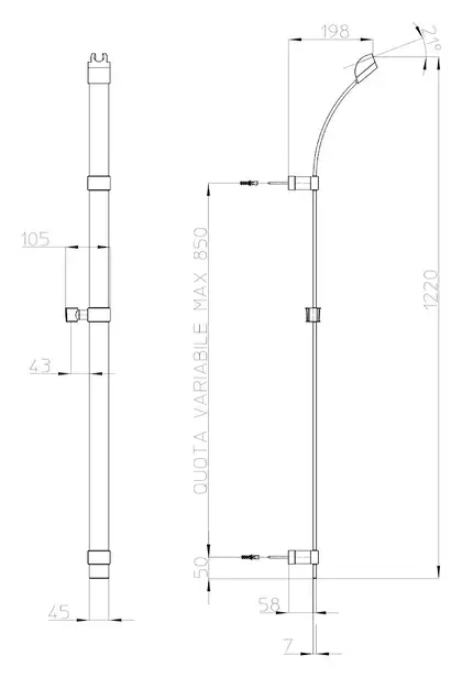 Душова стійка BOSSINI Flat One з лійкою 150см, хром (D45063) (D45063C00030013) Душова стійка BOSSINI Flat One з лійкою 150см, хром (D45063) (D45063C00030013)