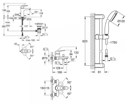 Набір змішувачів для ванни M-Size Grohe BauLoop (123215M)