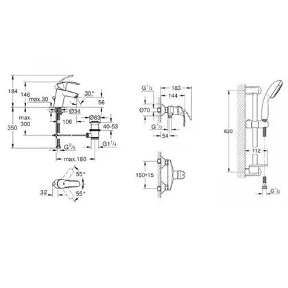Комплект змішувачів для душу Grohe Eurosmart (123244 S) Комплект змішувачів для душу Grohe Eurosmart (123244 S)