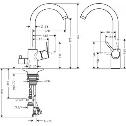 Hansgrohe Talis M52 270 Смеситель для кухни, хром (14875000)