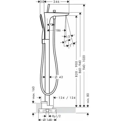 Змішувач для ванни Hansgrohe PuraVida (15473400) Змішувач для ванни Hansgrohe PuraVida (15473400)