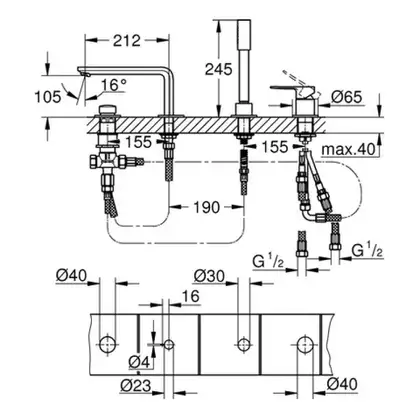 Grohe Lineare New Змішувач для ванни, хром (19577001)