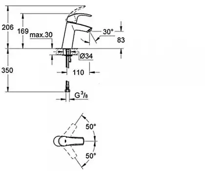 Змішувач для раковини M-розміру Grohe Eurosmart (23324001) Змішувач для раковини M-розміру Grohe Eurosmart (23324001)