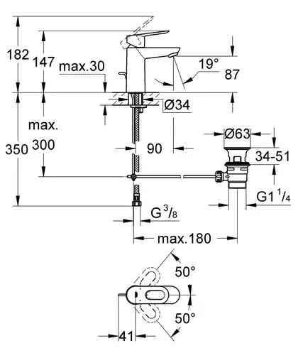 Grohe BauLoop Смеситель для раковины, хром (23335000)