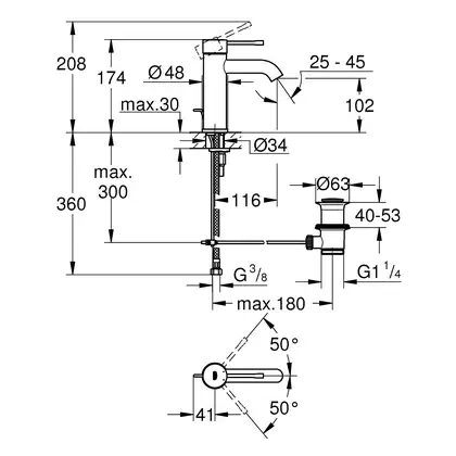 Змішувач для раковини S-розміру Grohe Essence New (23589001)