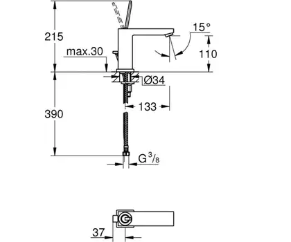 Змішувач для умивальника Grohe EuroCube Joy M-Size, хром (23658000)