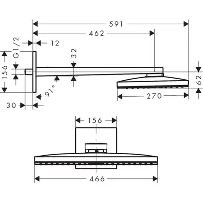 HANSGROHE Верхній душ, Rainmaker Select 460 1jet, білий / хром (24003400)