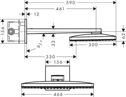 Верхній душ Hansgrohe Rainmaker Select 460 2jet з власником, чорний / хром (24005600) Верхній душ Hansgrohe Rainmaker Select 460 2jet з власником, чорний / хром (24005600)