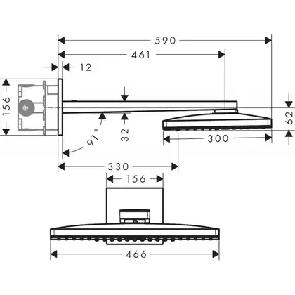HANSGROHE Верхній душ, Rainmaker Select 460х300 3jet, білий / хром (24007400) HANSGROHE Верхній душ, Rainmaker Select 460х300 3jet, білий / хром (24007400)
