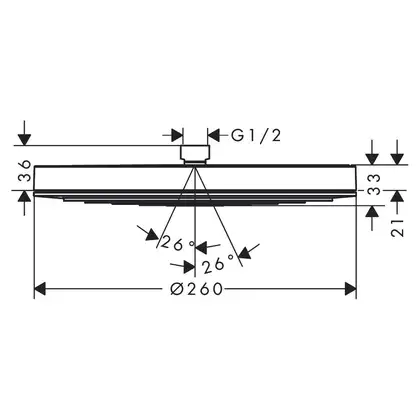 Верхній душ Hansgrohe Pulsify 260 1jet, хром (24140000)