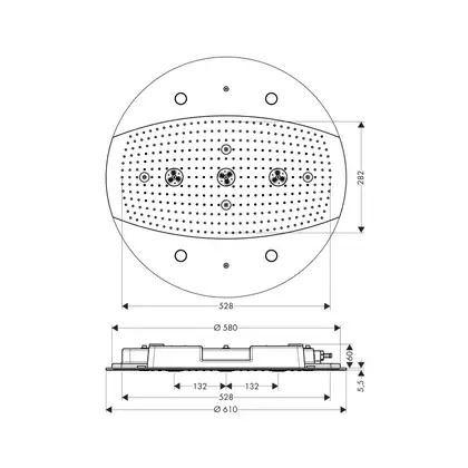 Верхній душ, Hansgrohe Rainmaker 600 3jet, Chrome (26115000)