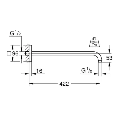 Душовий кронштейн 422 мм Grohe Rainshower (26145000) Душовий кронштейн 422 мм Grohe Rainshower (26145000)