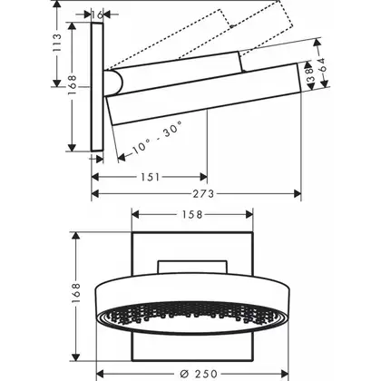 Верхній душ Hansgrohe Rainfinity 250 1jet з власником, хром (26226000)