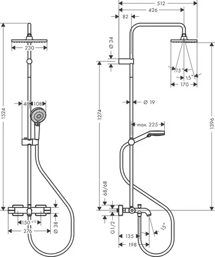 Hansgrohe Vernis Shape Душова система для ванни, хром (26284000)