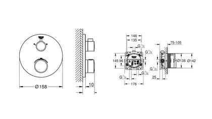Комплект для душа Grohe Grohtherm з Tempesta 250, хром (26416SC0)