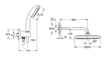 Комплект для душа Grohe Grohtherm з Tempesta 250, хром (26416SC0)