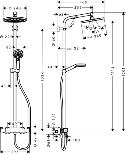 Hansgrohe Crometta S Showerpipe 240 1jet, хром (27268000)
