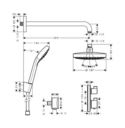 Hansgrohe Croma Select S Душевая система, хром (27295000) Hansgrohe Croma Select S Душевая система, хром (27295000)