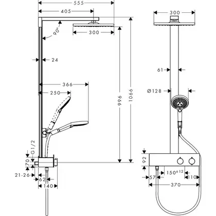 Hansgrohe Raindance E Душевая система, хром (27361000) Hansgrohe Raindance E Душевая система, хром (27361000)