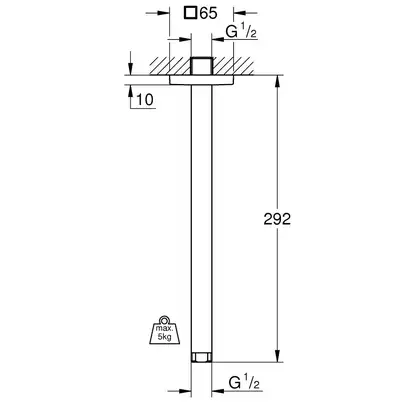 Стельовий душовий кронштейн 292 мм Grohe Rainshower (27484000) Стельовий душовий кронштейн 292 мм Grohe Rainshower (27484000)