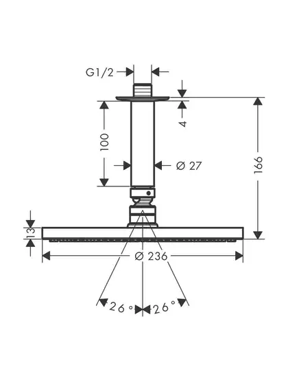 Верхній душ Hansgrohe Raindance S Overhead shower 240 1jet, хром (27620000) Верхній душ Hansgrohe Raindance S Overhead shower 240 1jet, хром (27620000)