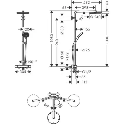 Hansgrohe Raindance Select S 3jet Душевая система, черный (27633670)