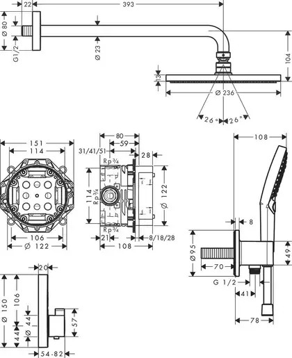 Hansgrohe Raindance S 240 Душова система, хром (27951000)