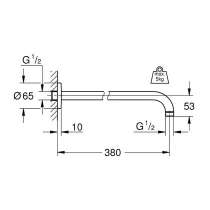 Душовий кронштейн Grohe RSH 380 мм (28361000) Душовий кронштейн Grohe RSH 380 мм (28361000)