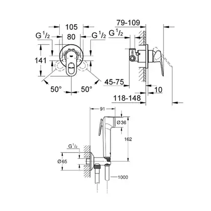 Grohe BauLoop Комплект гігієнічного душу, хром (2904200B)