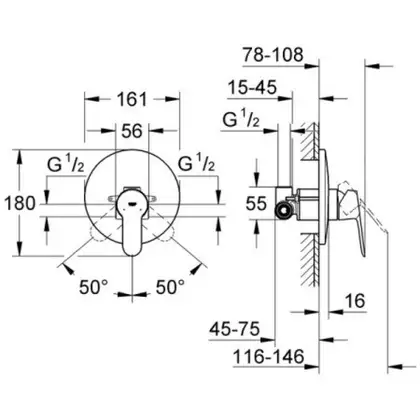 Змішувач для душа Grohe Bauedge, хром (29078000)