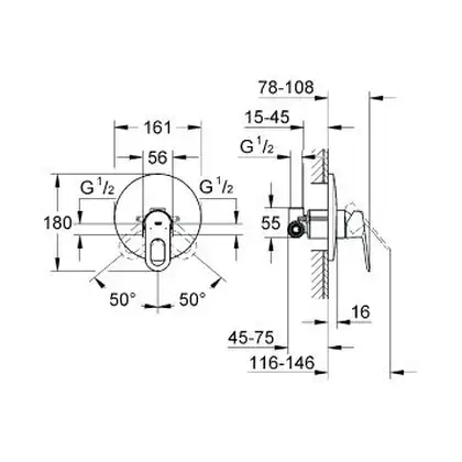 Grohe BauLoop Змішувач для душу, хром (29080000) Grohe BauLoop Змішувач для душу, хром (29080000)