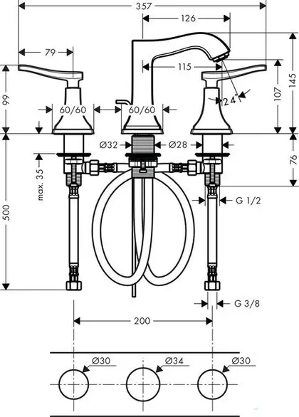 Змішувач для умивальника Hansgrohe Metropol Classic (31330000) Змішувач для умивальника Hansgrohe Metropol Classic (31330000)