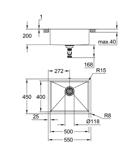 Кухонна мийка Grohe EX Sink K700U, сталь (31574SD0) Кухонна мийка Grohe EX Sink K700U, сталь (31574SD0)
