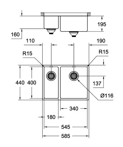 Мийка для кухні Grohe K700 59.5х45 см, нержавіюча сталь матова (31576SD1) Мийка для кухні Grohe K700 59.5х45 см, нержавіюча сталь матова (31576SD1)